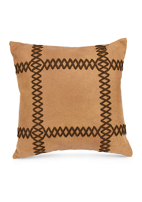 HiEnd Accents Faux Leather Decorative Pillow with Lacing