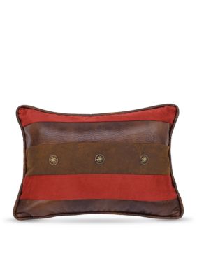 Faux Leather Decorative Pillow with Faux Suede Stripes