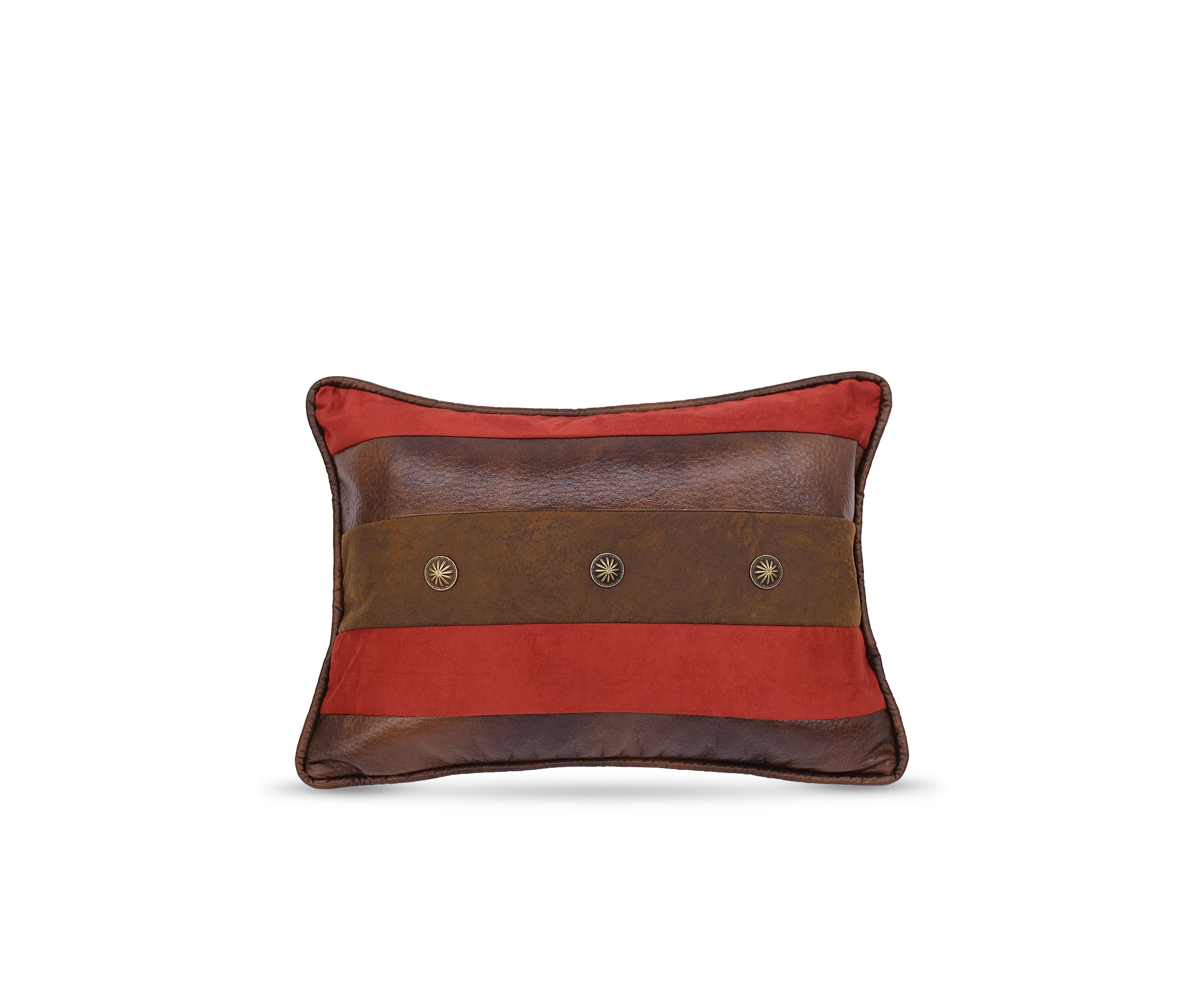 Faux Leather Decorative Pillow with Faux Suede Stripes