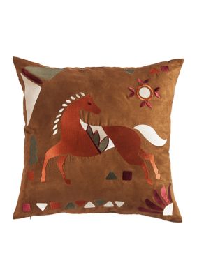 Solace Embroidered Horse Throw Pillow