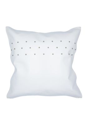 Genuine White Leather Studded Throw Pillow