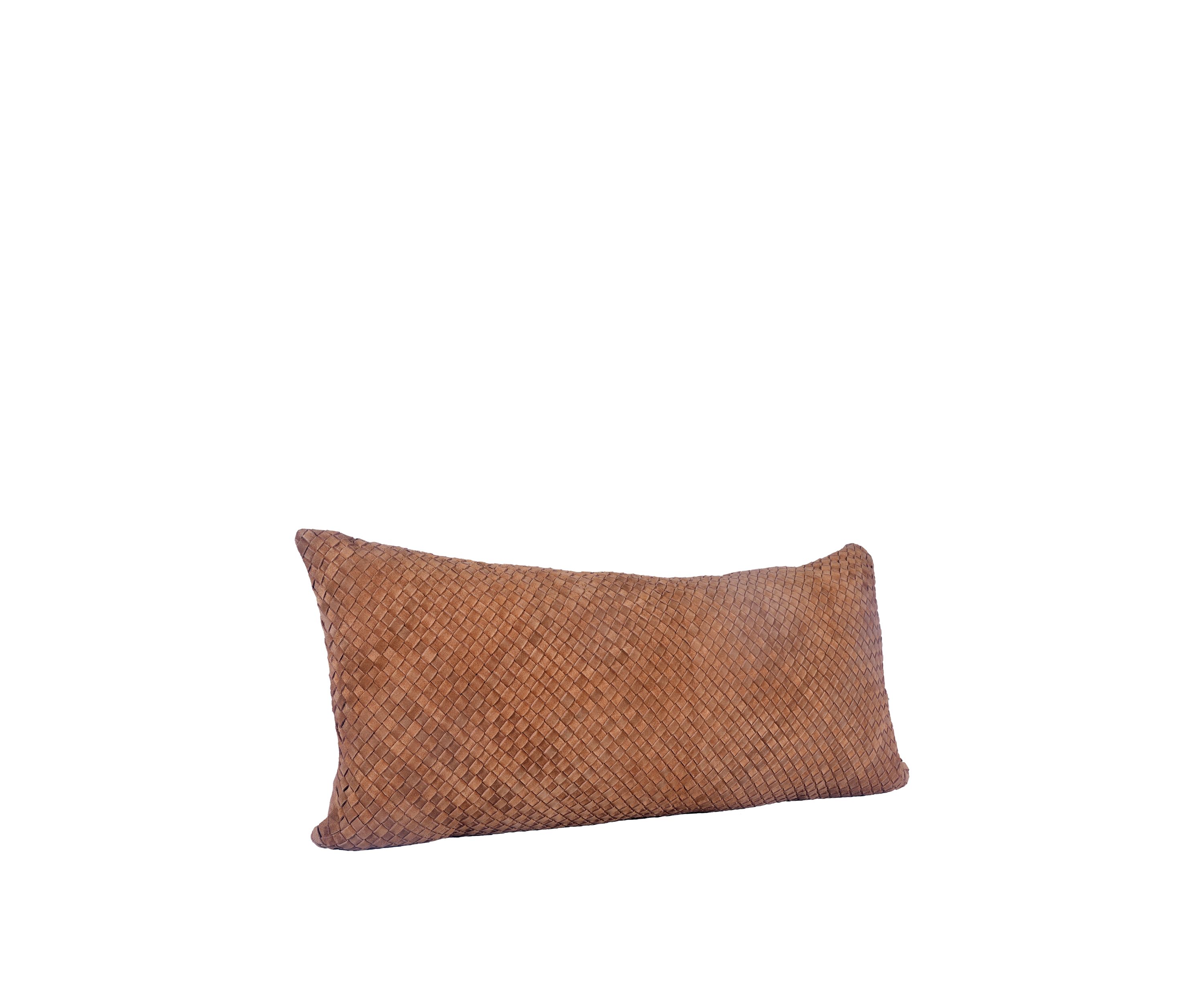 Woven Suede & Basket Weave Long Lumbar Pillow
