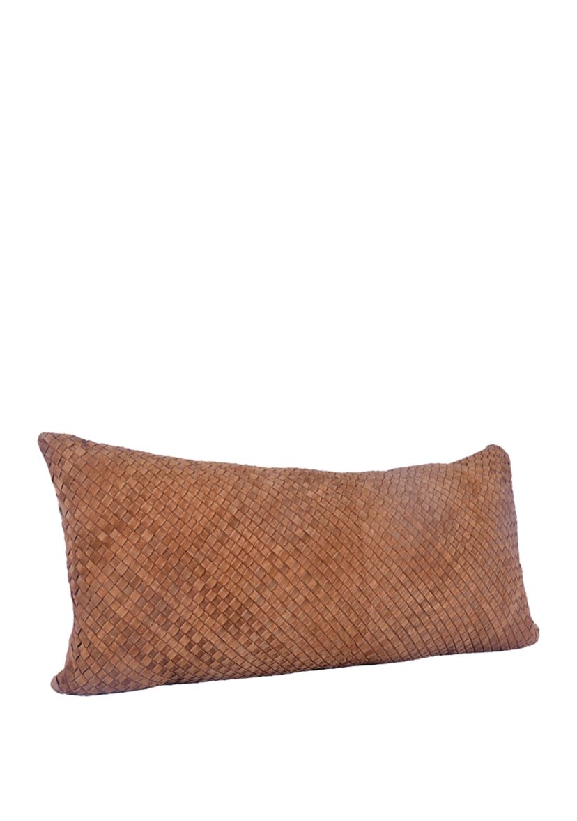 Woven Suede & Basket Weave Long Lumbar Pillow
