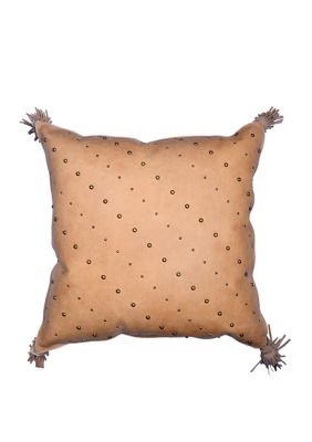 Genuine Leather Hide Tasseled Throw Pillow