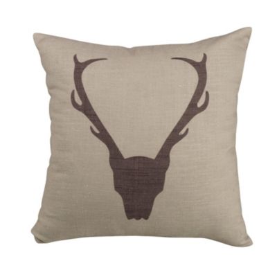 Printed Antler Burlap Throw Pillow