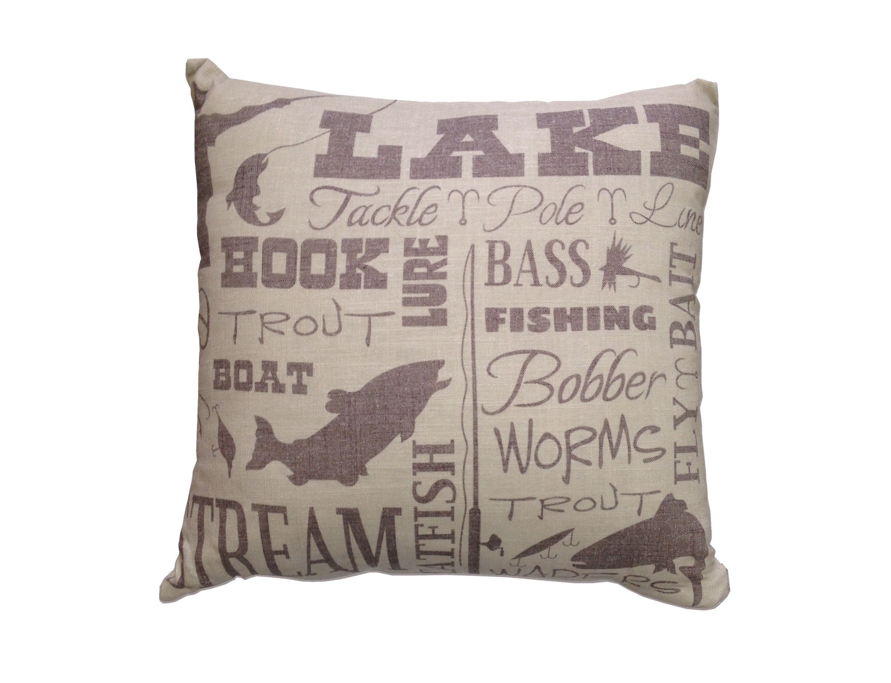 Lake Text Collage Throw Pillow