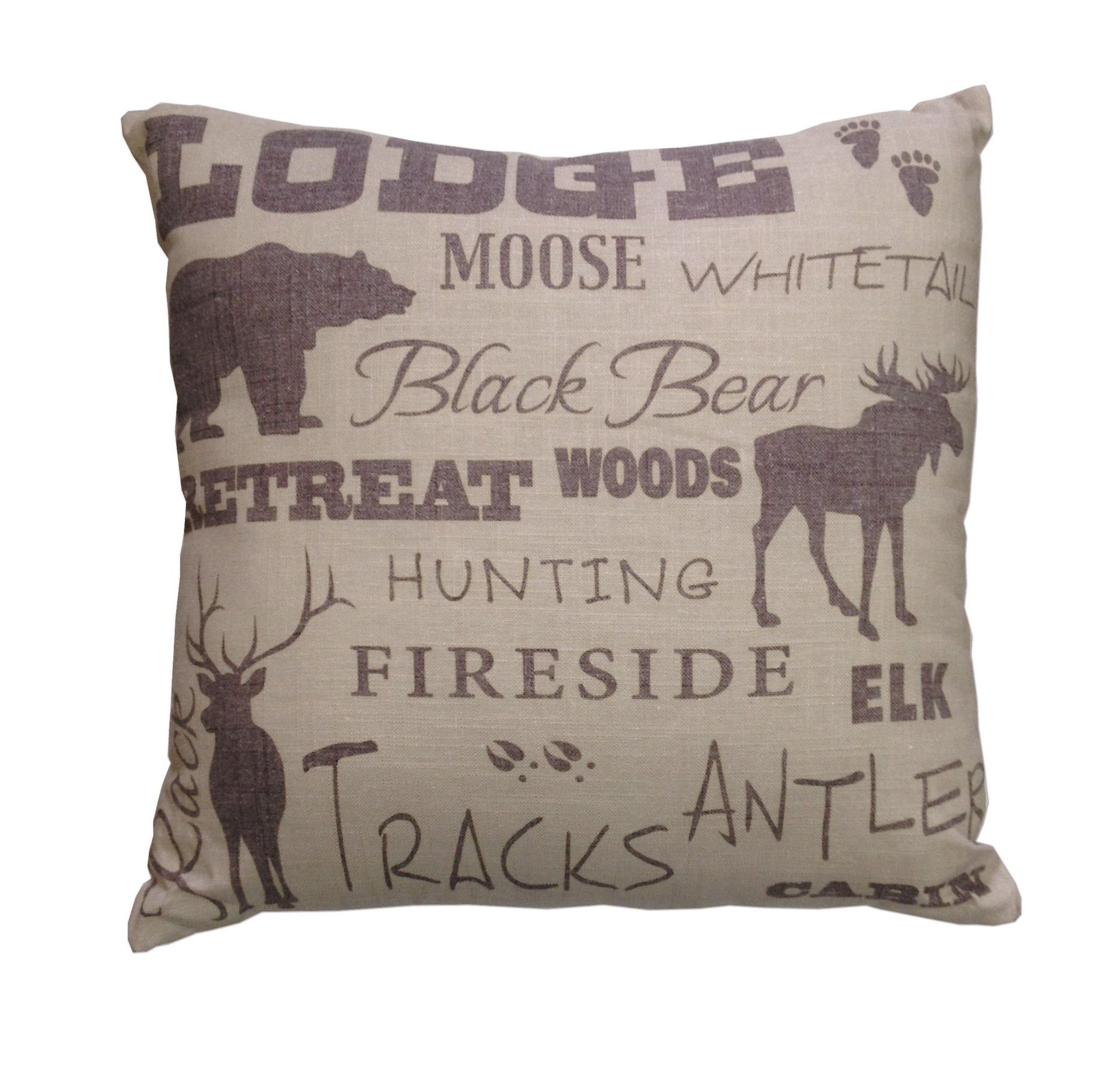 Lodge Text Collage Decorative Throw Pillow