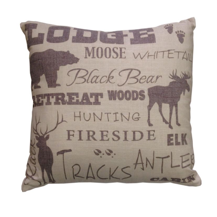 Lodge Text Collage Decorative Throw Pillow