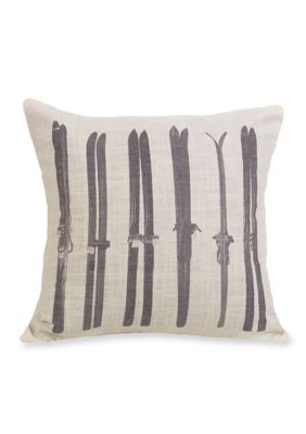 Gray Printed Ski Throw Pillow