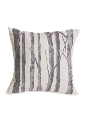 Printed Branches Cream & Gray Throw Pillow