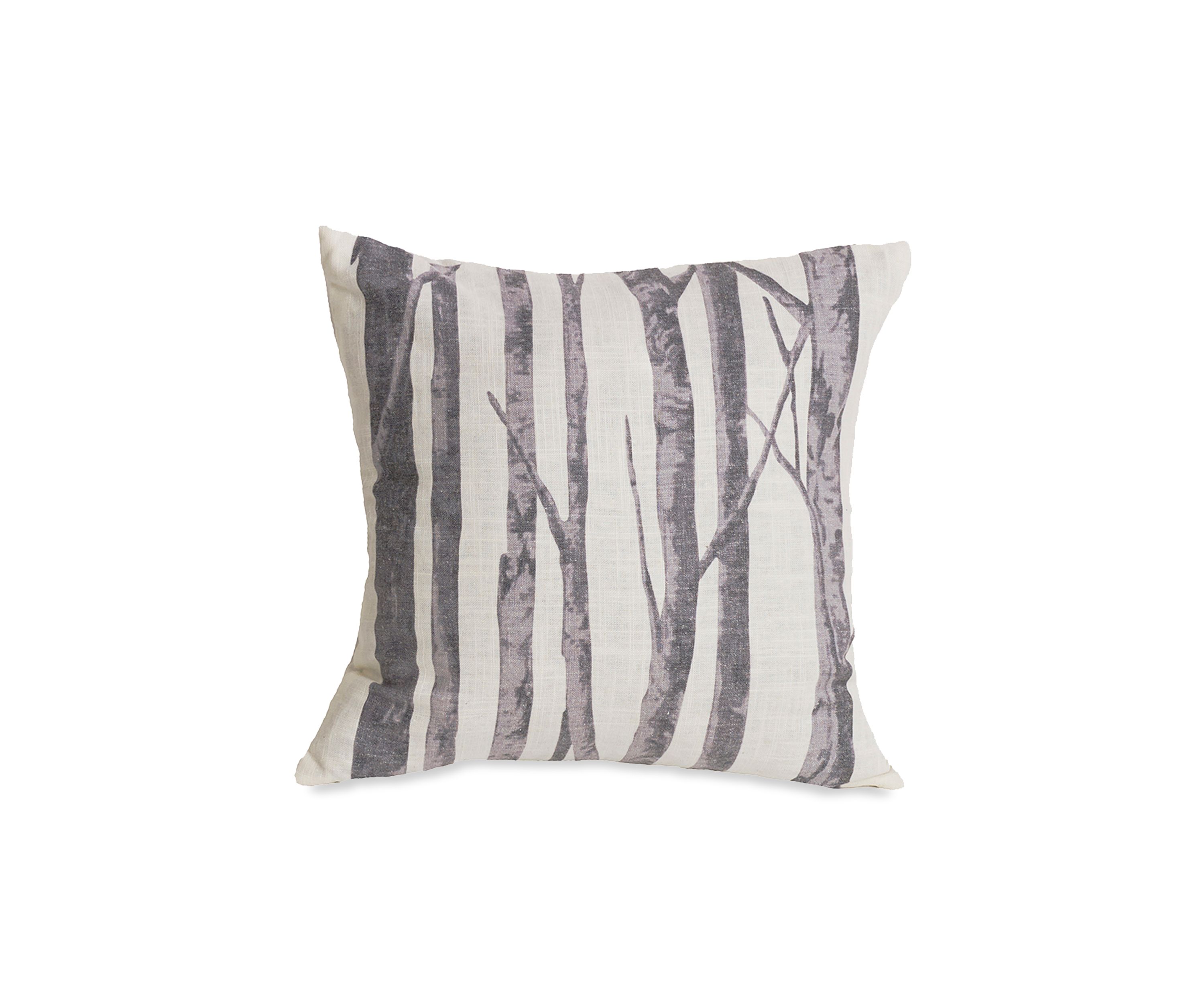 Printed Branches Cream & Gray Throw Pillow