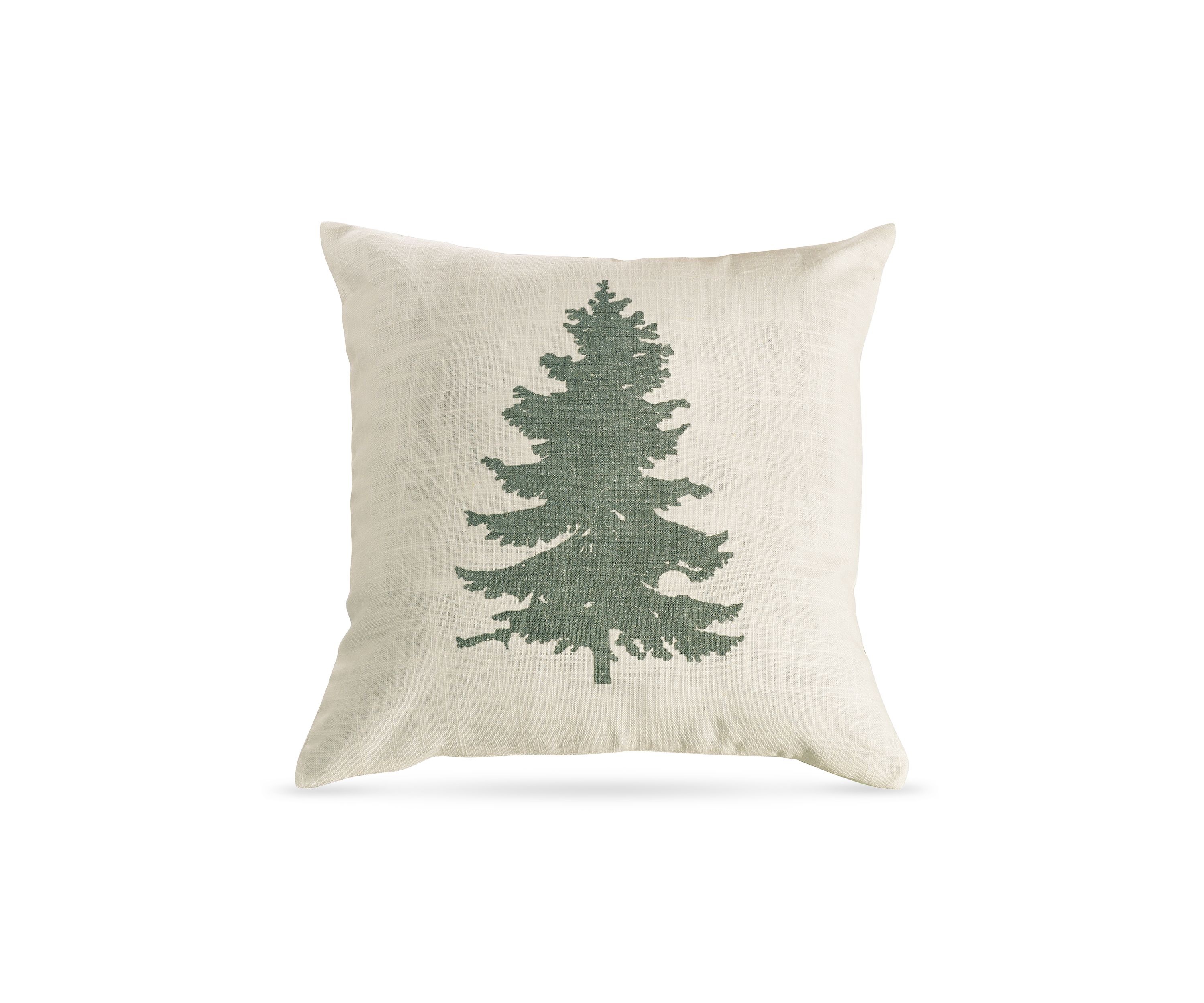Green Pine Tree Linen Throw Pillow