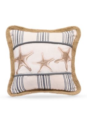 Starfish Cotton Decorative Pillow With Embroidery