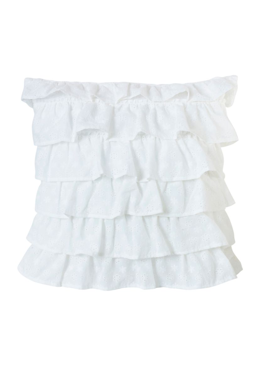 Tiered Ruffled Eyelet Pillow