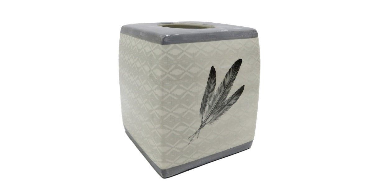 Feather Design Ceramic Tissue Box Cover