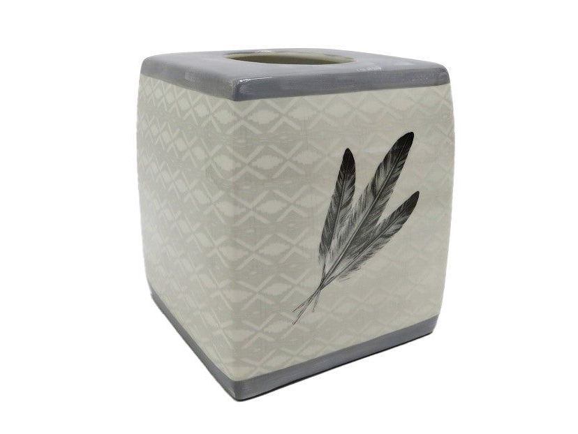 Feather Design Ceramic Tissue Box Cover