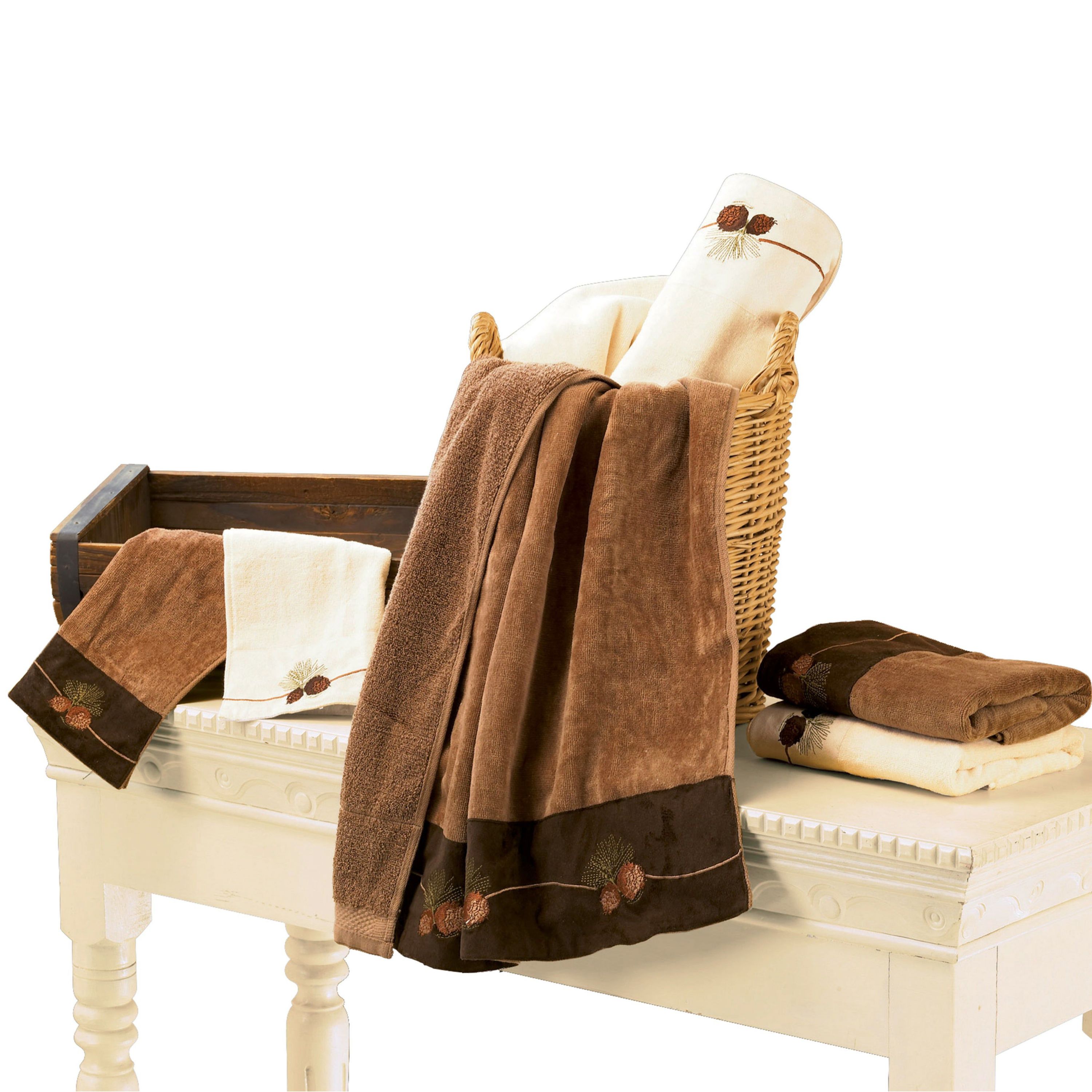 Embroidered Pine Cone Towel Set