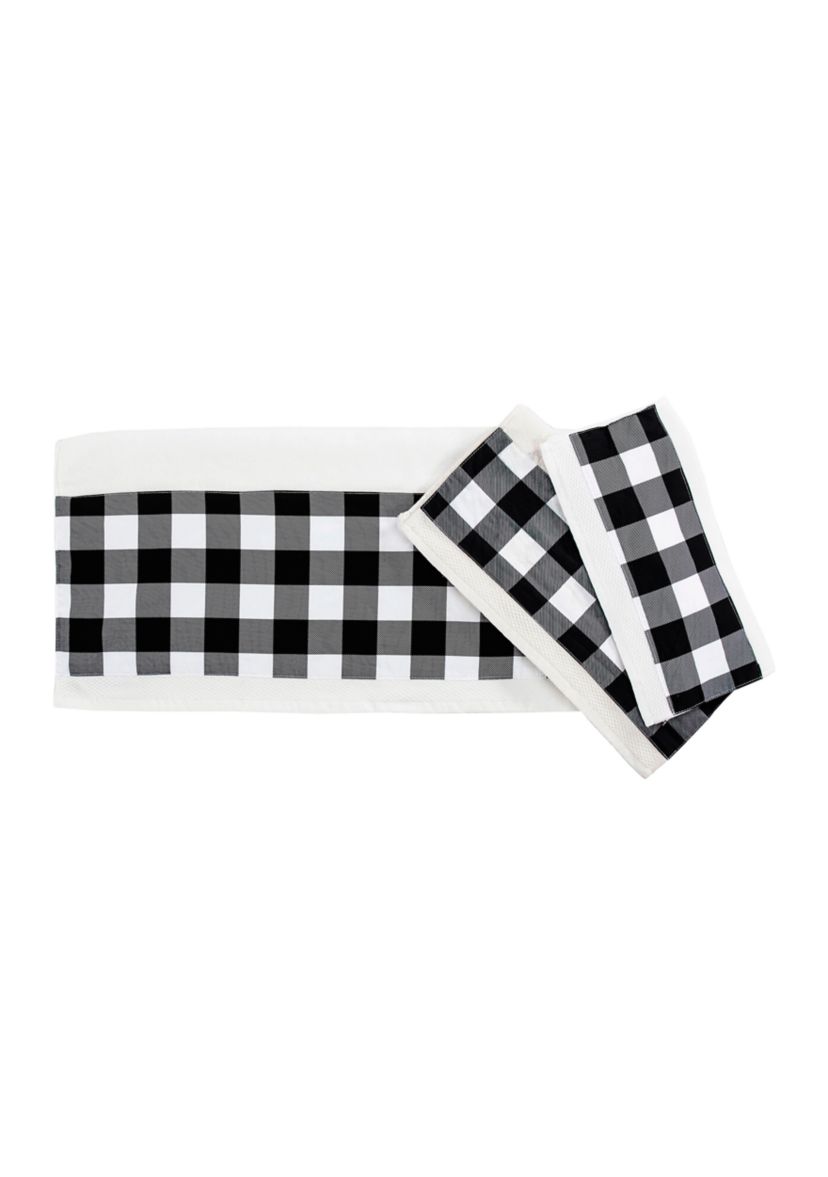 Camille Black Buffalo Check Towel Set