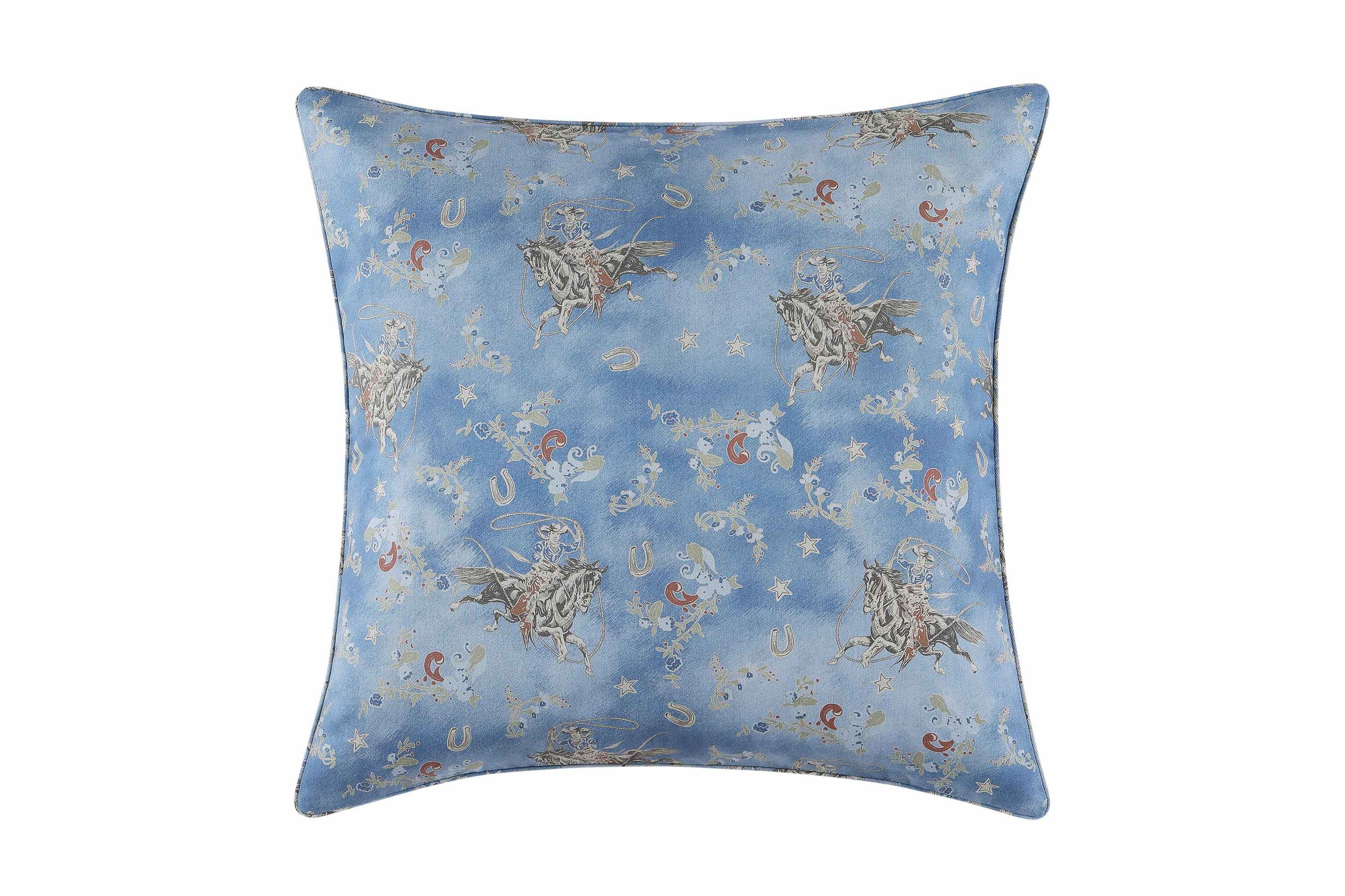 Tasha Polizzi for Paseo Road Lee Western Washed Denim Euro Sham, 27" x 27"