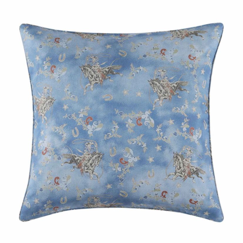 Tasha Polizzi for Paseo Road Lee Western Washed Denim Euro Sham, 27" x 27"