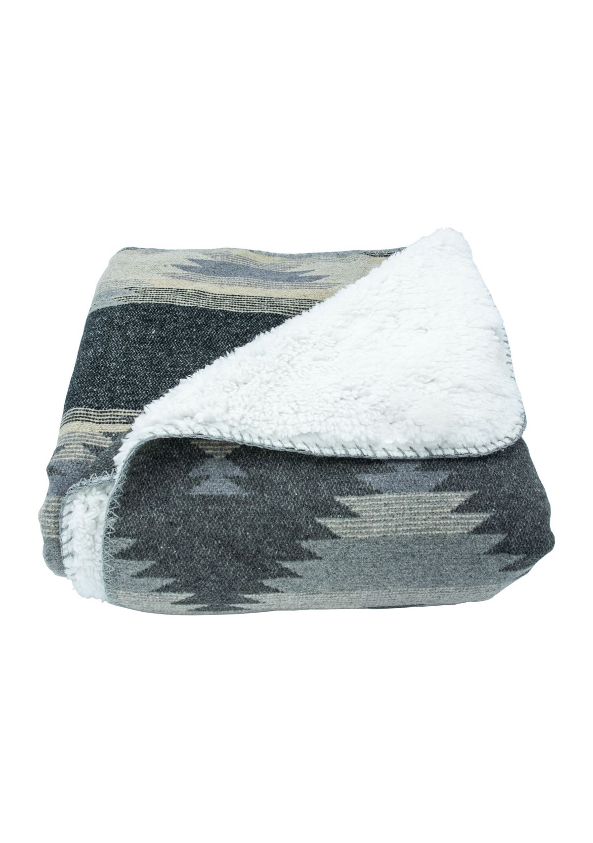 Aztec Design Throw with Shearling Back