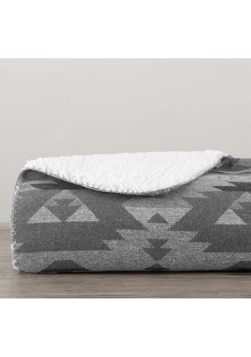 Aztec Design Throw with Shearling Back