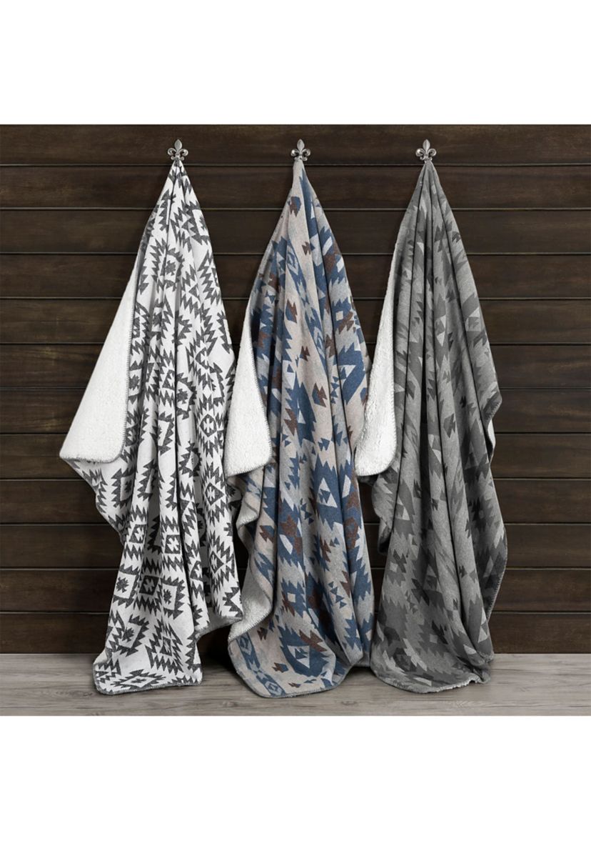 Aztec Design Throw with Shearling Back