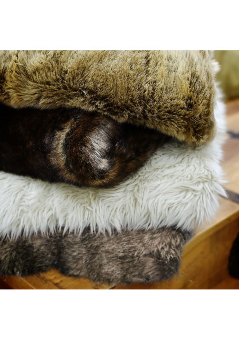 Faux Wolf Fur Oversized Throw Blanket