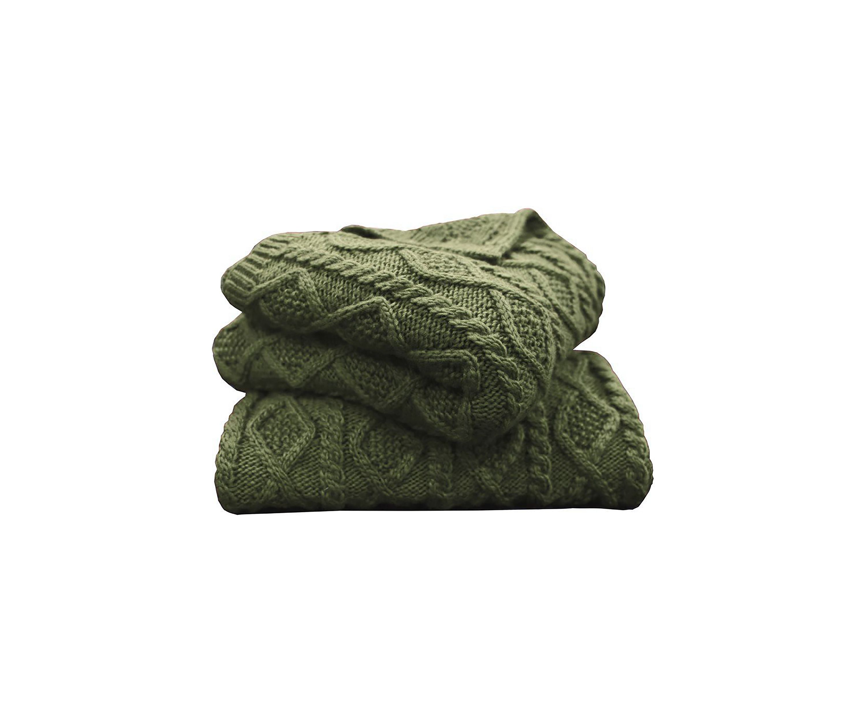 Cable Knit Soft Wool Throw Blanket
