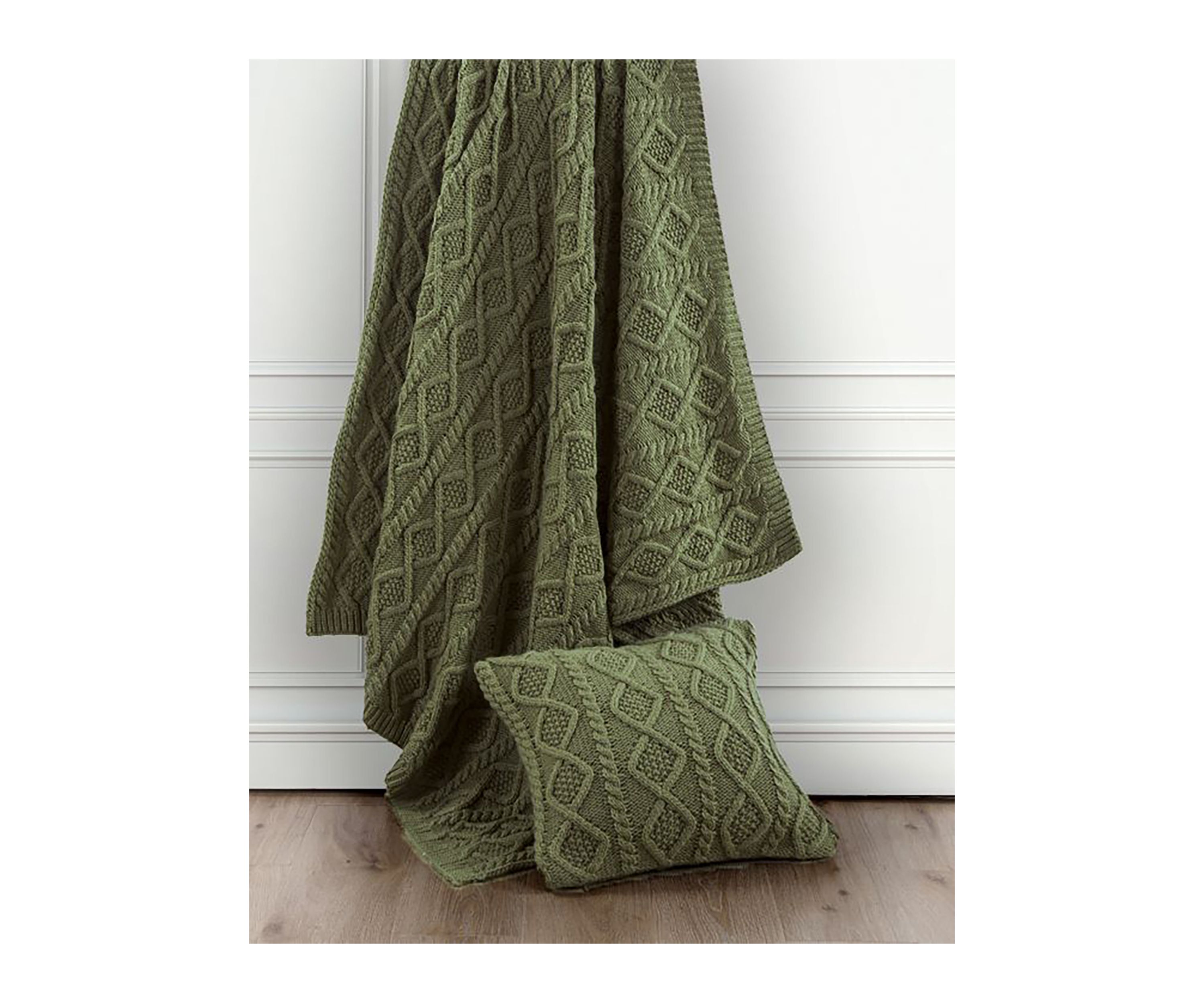 Cable Knit Soft Wool Throw Blanket
