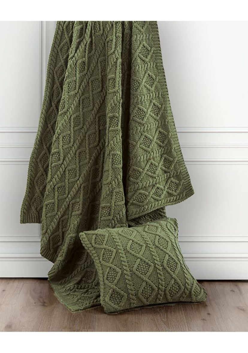 Cable Knit Soft Wool Throw Blanket
