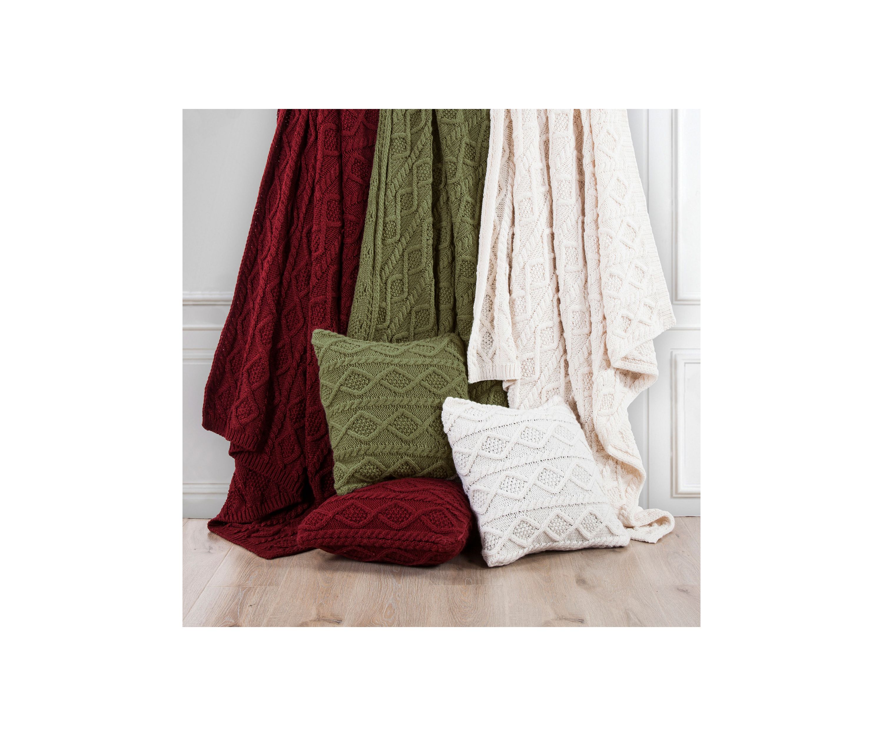Cable Knit Soft Wool Throw Blanket