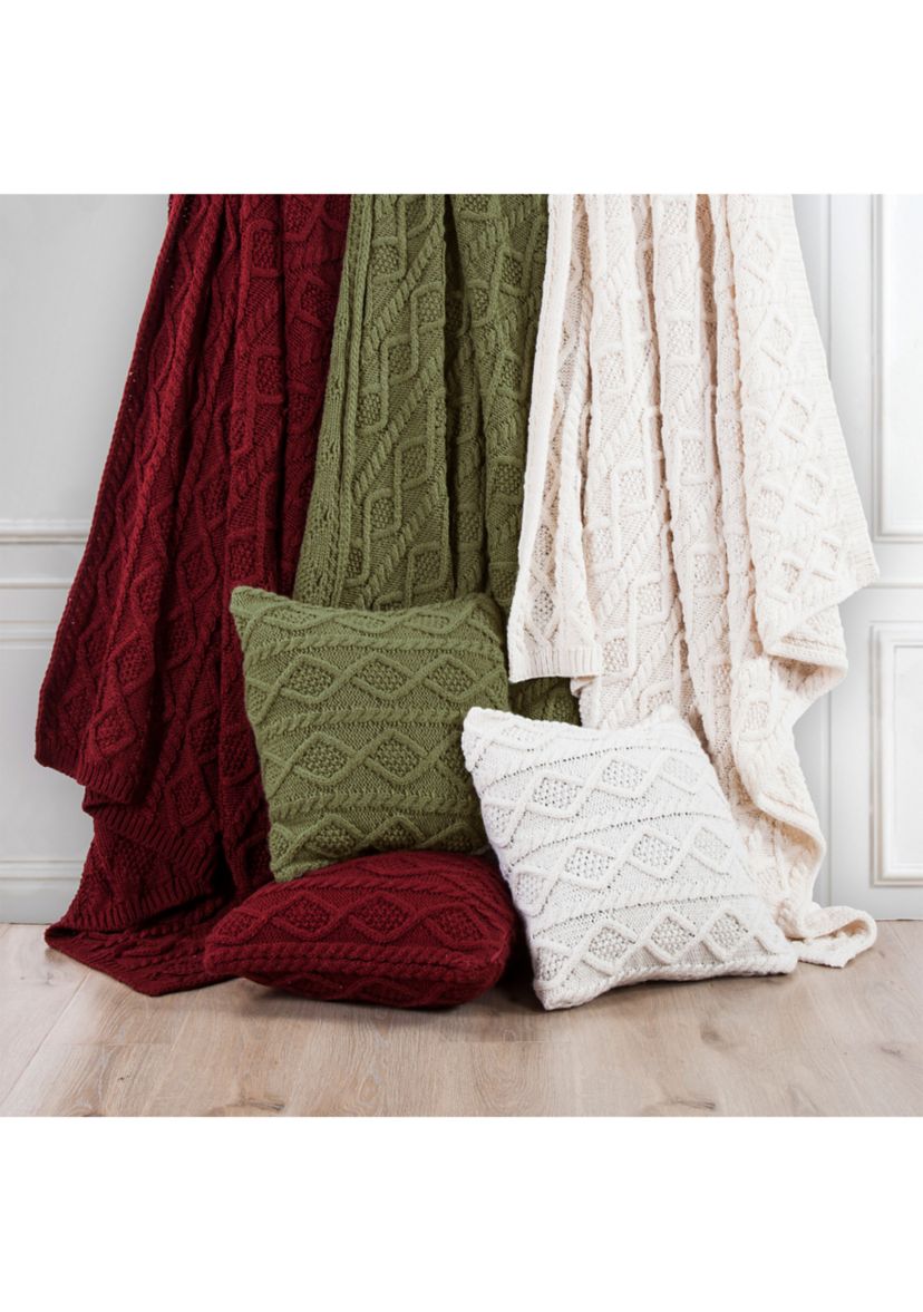 Cable Knit Soft Wool Throw Blanket