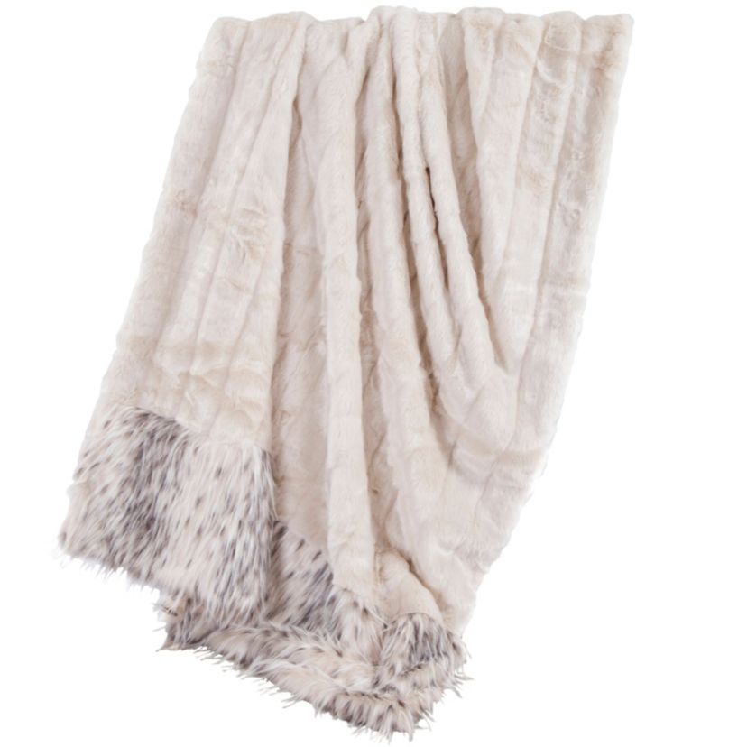 White Faux Mink & Snow Leopard Oversized Throw Blanket