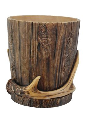 Tree Bark & Antler Wastebasket