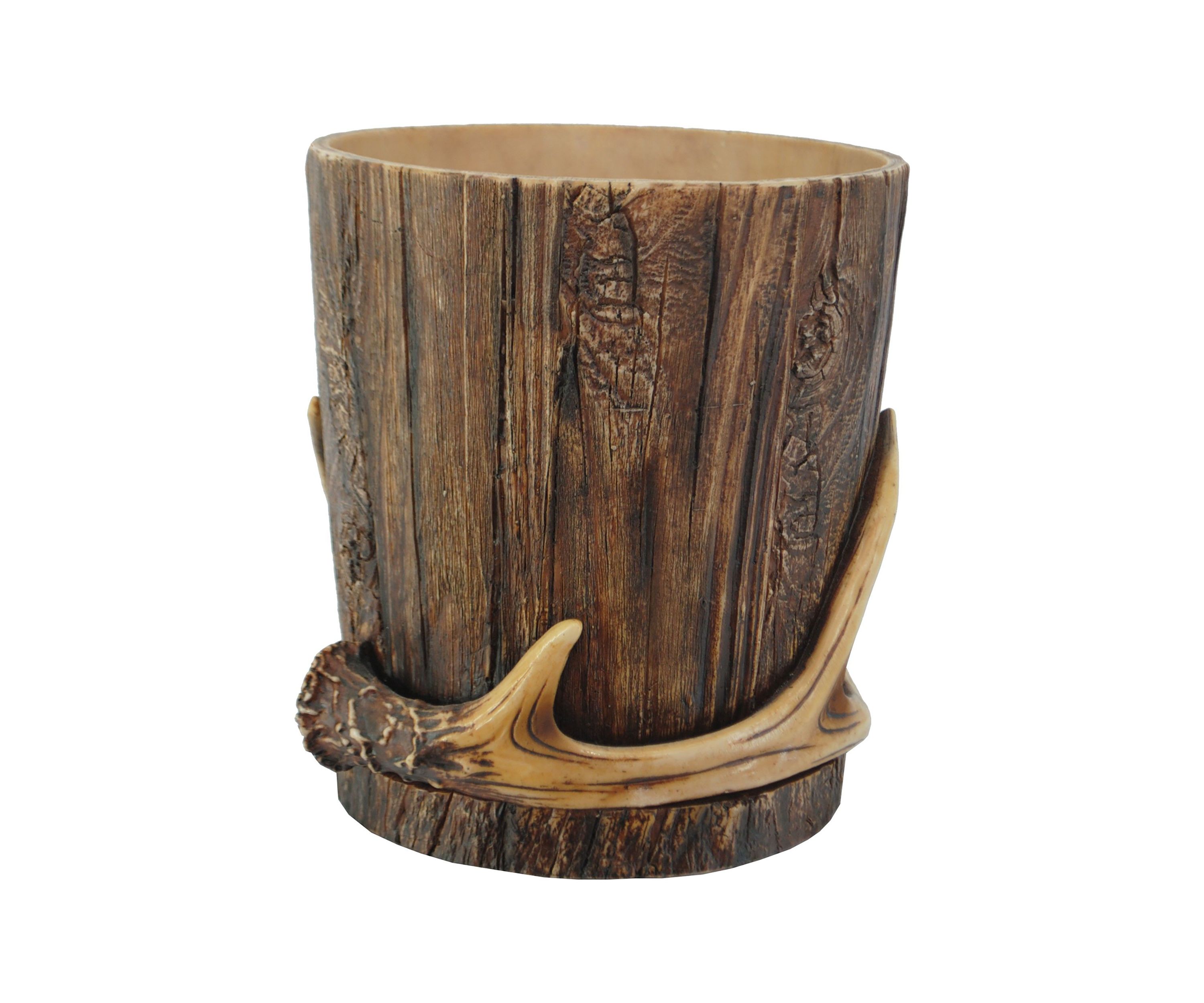 Antler & Tree Bark Wastebasket, 1PC