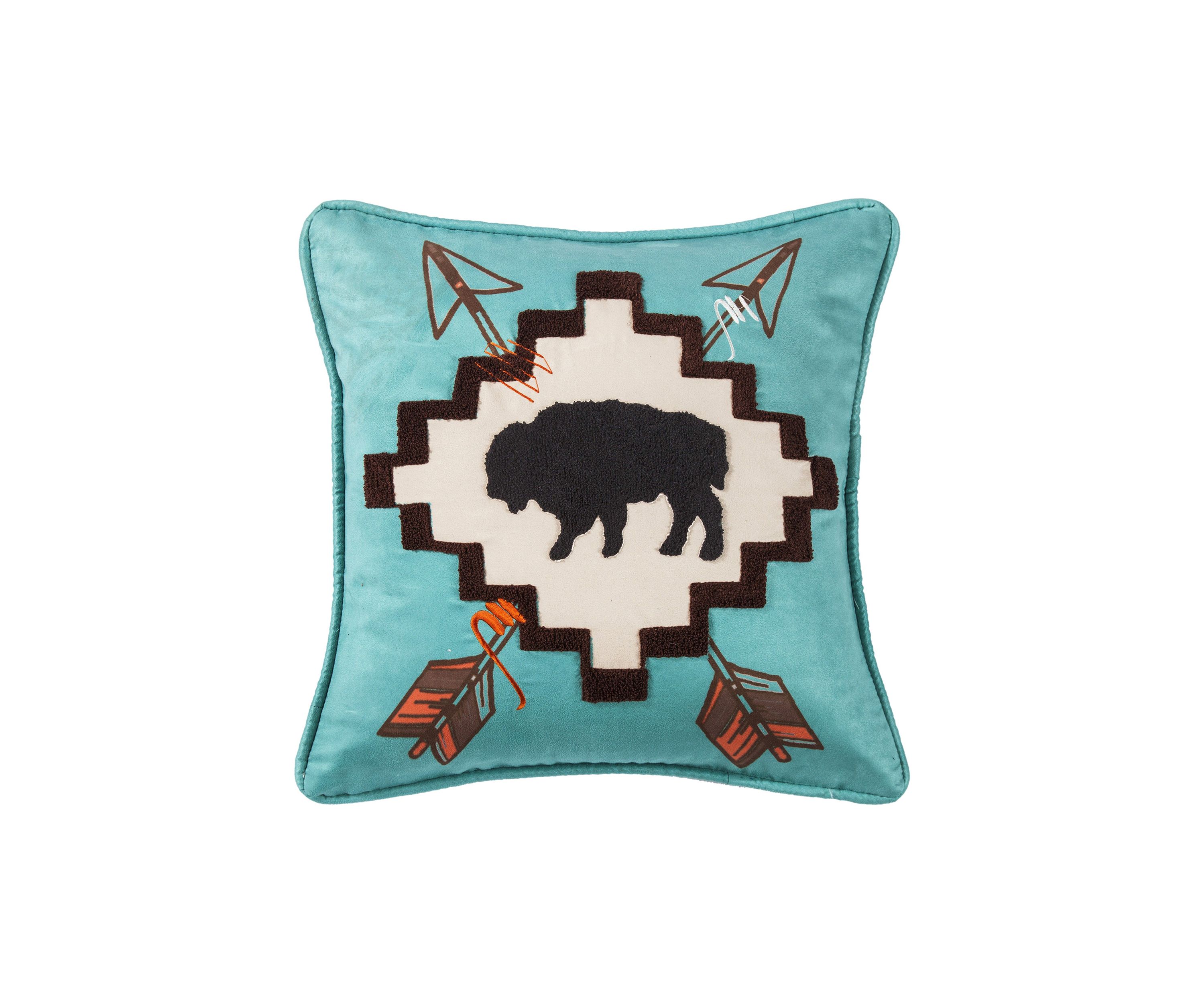 Serape Large Buffalo Throw Pillow with Embroidery Details