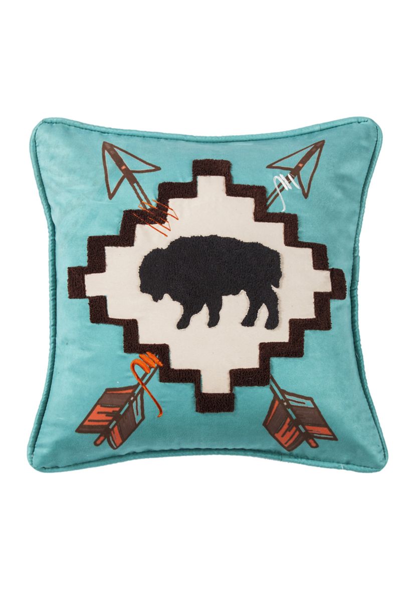 Serape Large Buffalo Throw Pillow with Embroidery Details