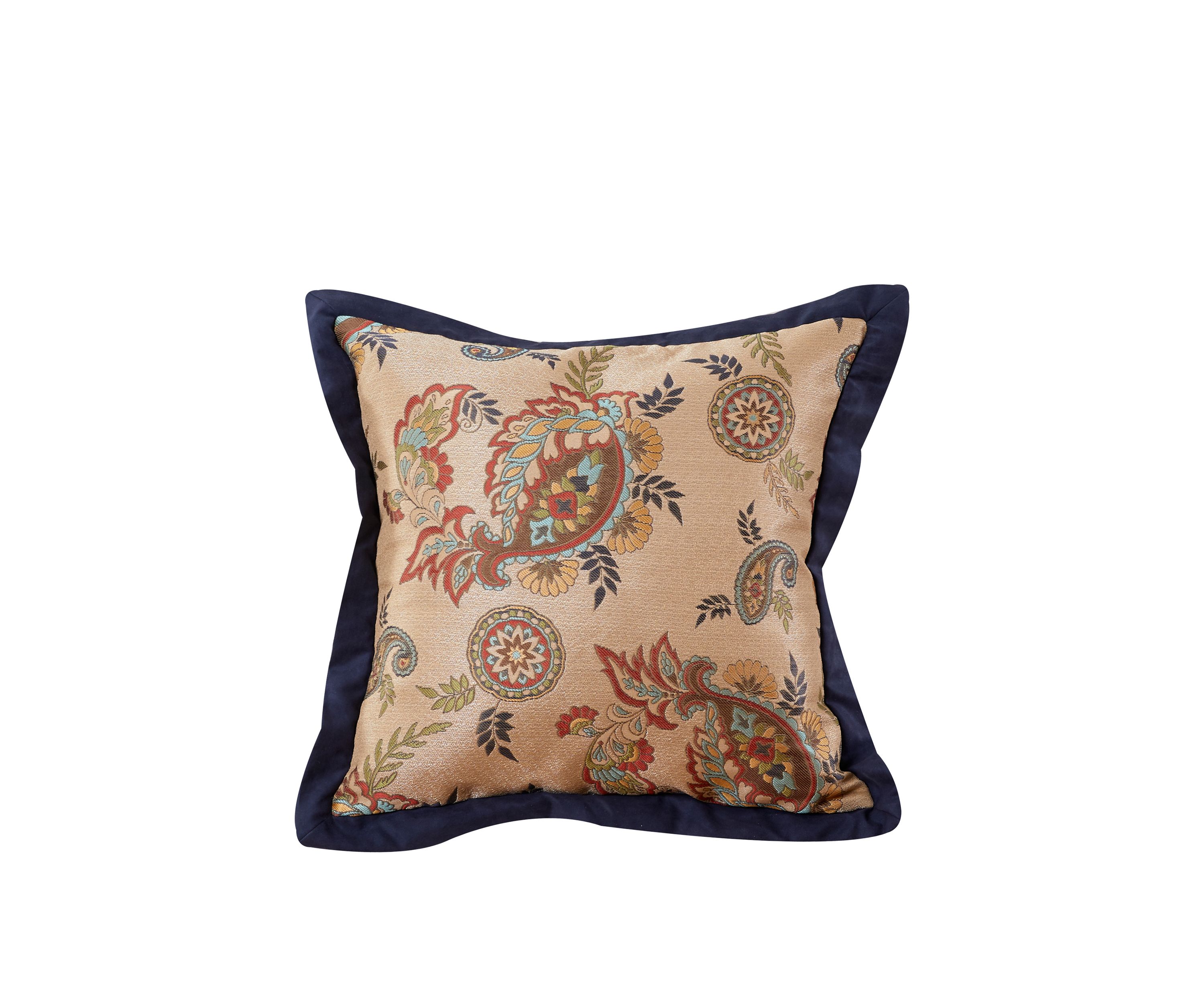Tammy Navy Flanged Paisley Square Pillow