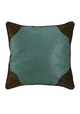 Calhoun Turquoise Faux Tooled Leather Euro Sham