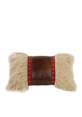 Ruidoso Mongolian Fur Studded Leather Pillow