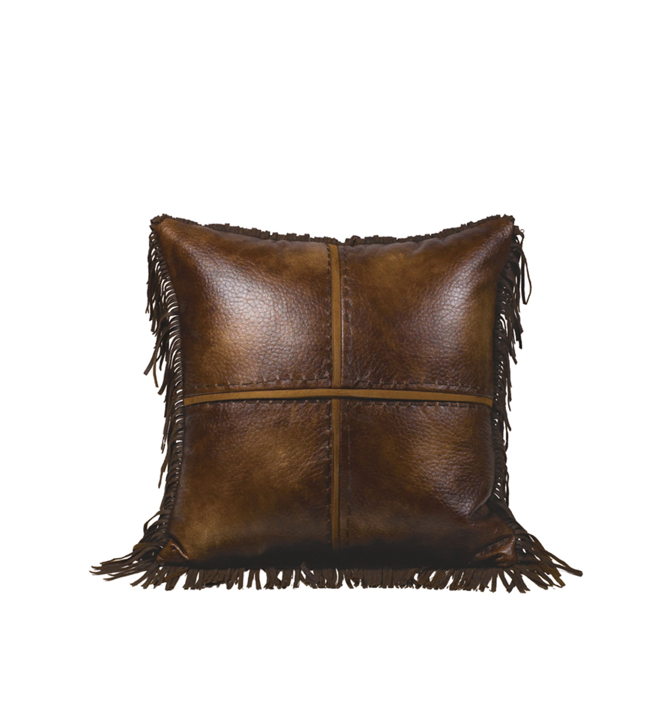 Austin Cross Stitched Faux Leather Throw Pillow