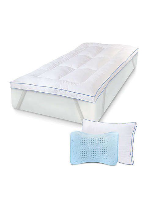 Gel Infused Memory Loft Deluxe 3 in Topper with Matching MemoryLOFT and GEL Bonus Pillow