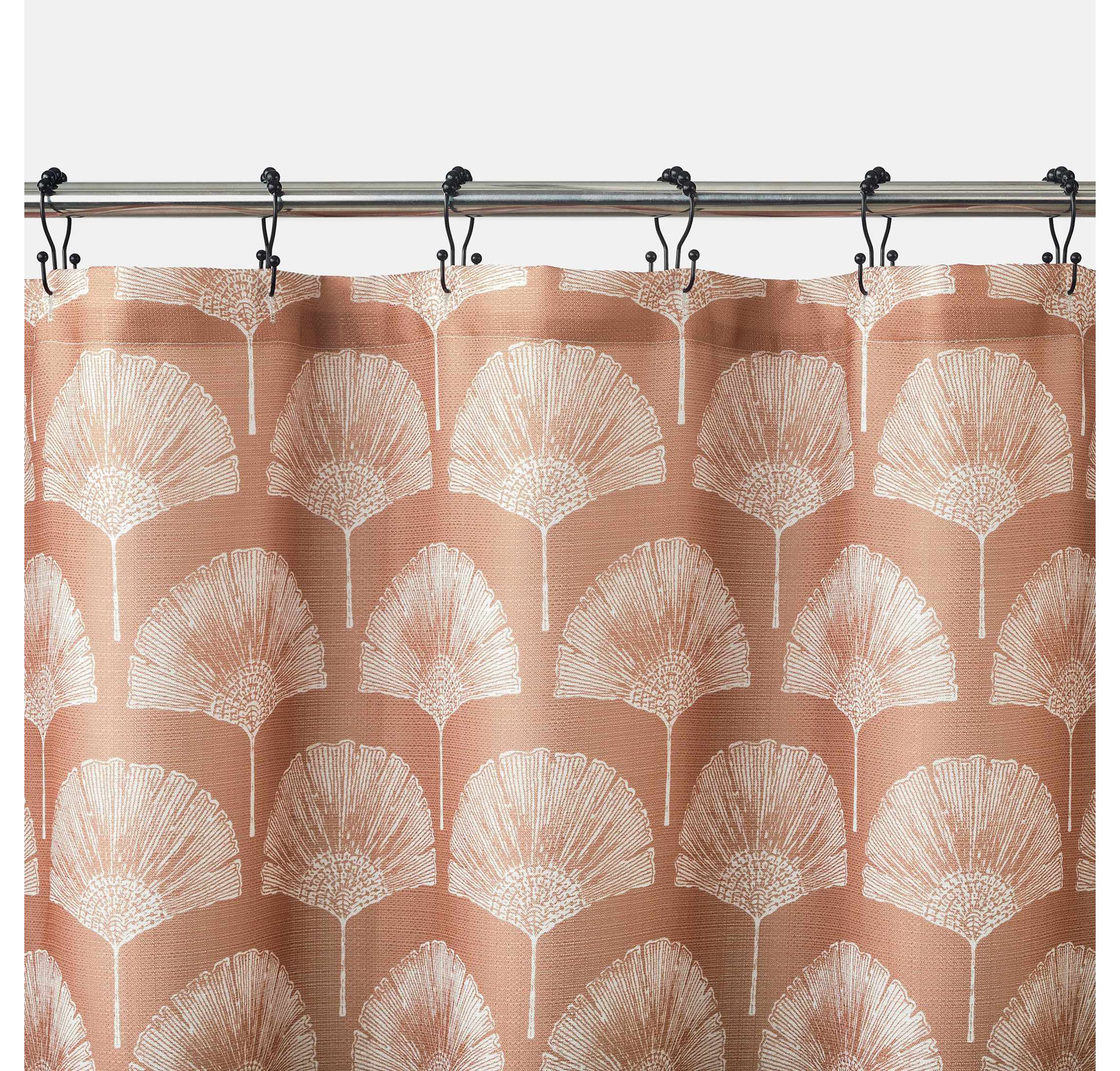 Meru Fan Leaf Block Print Buttonhole Shower Curtain