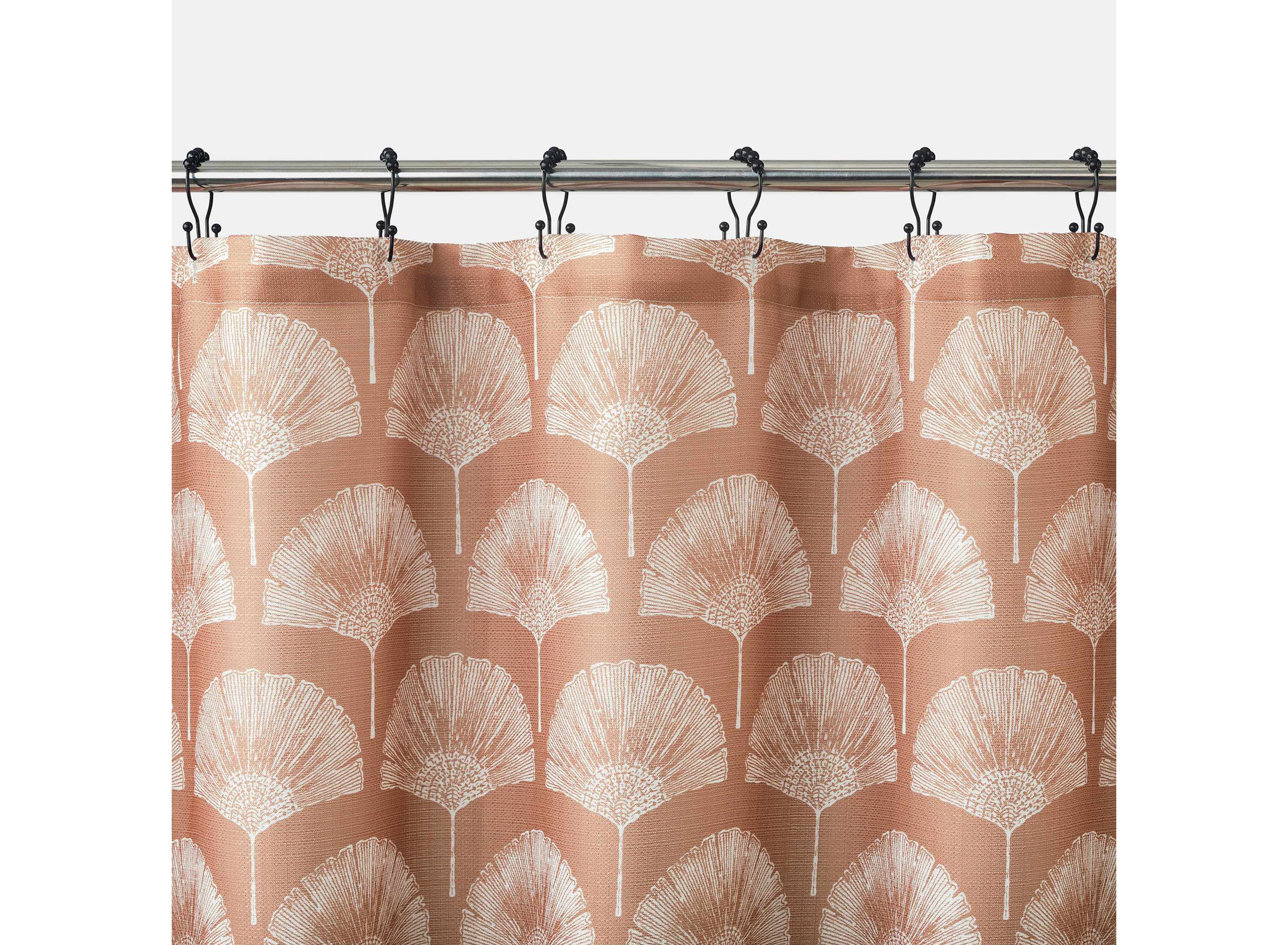 Meru Fan Leaf Block Print Buttonhole Shower Curtain