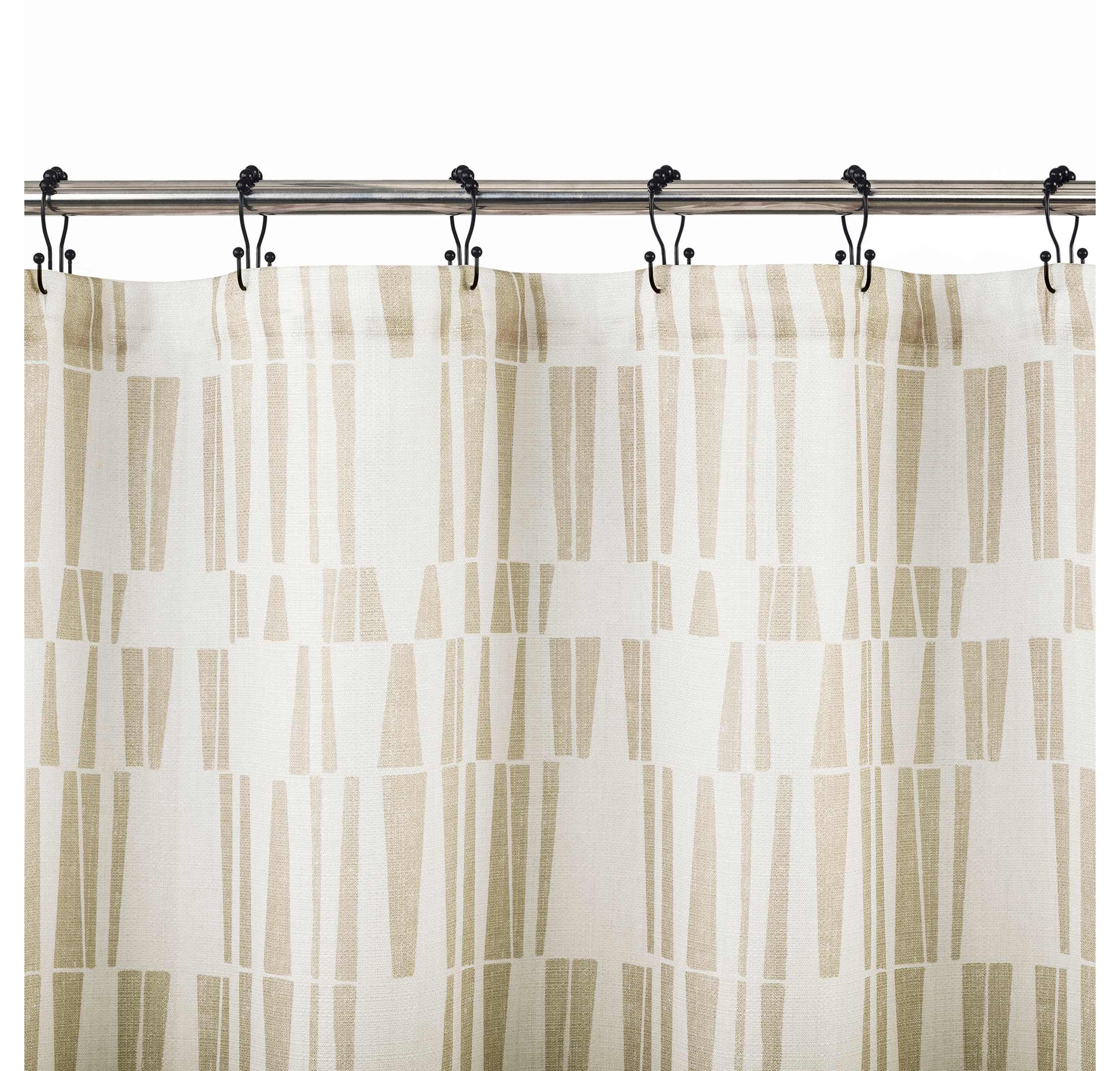 Ediz Geometric Blocks Buttonhole Shower Curtain