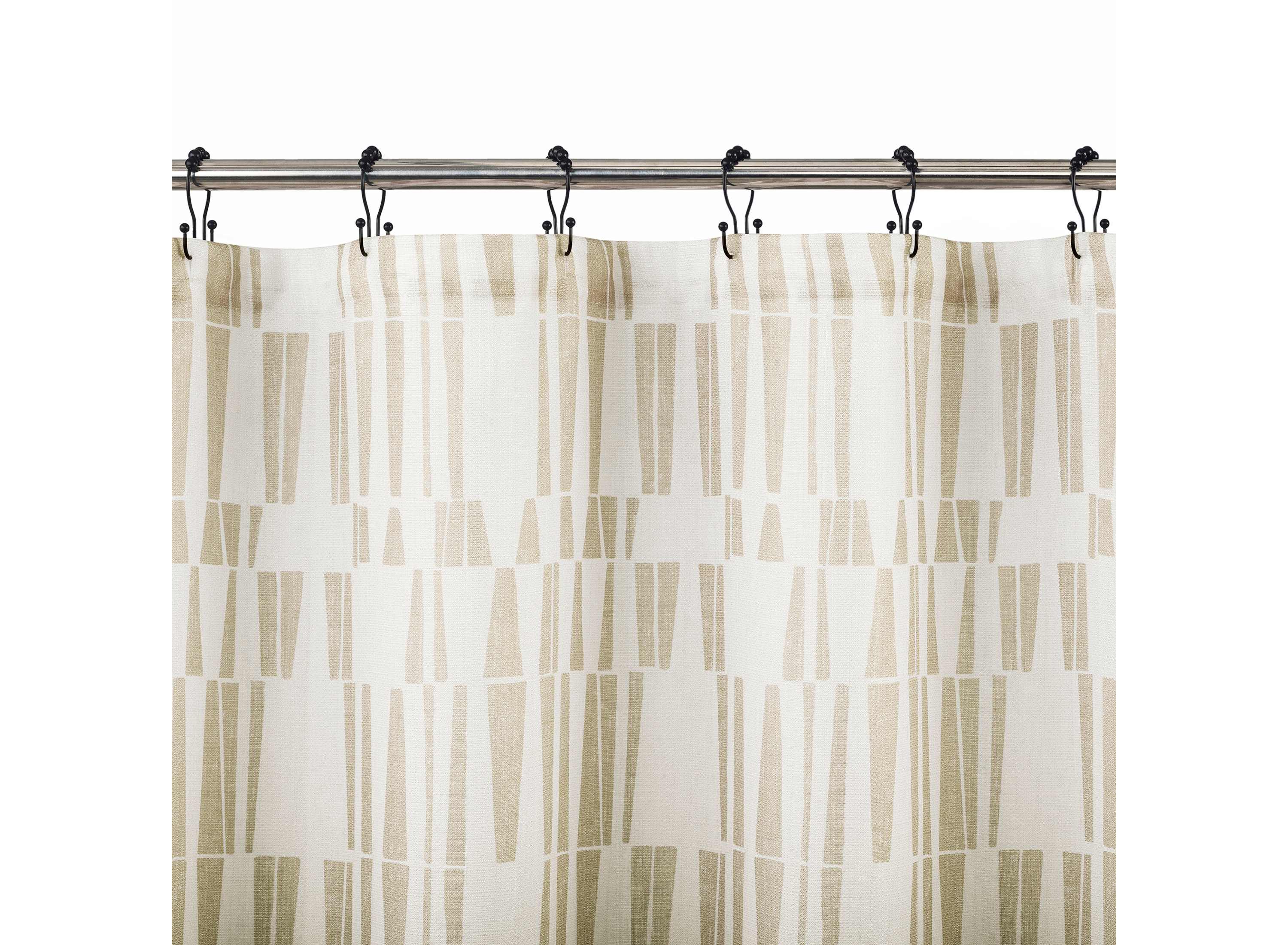 Ediz Geometric Blocks Buttonhole Shower Curtain