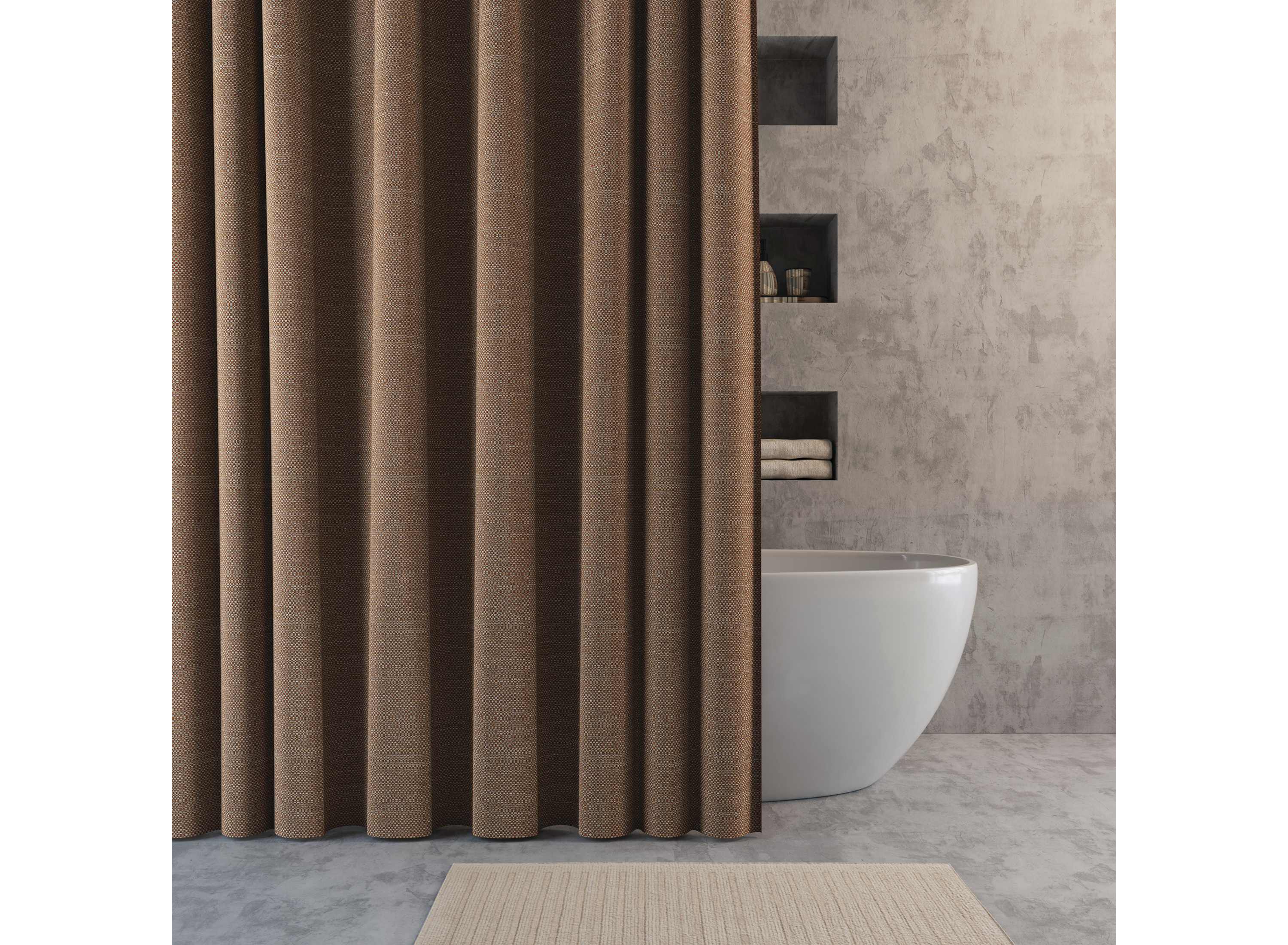 Suhana Contrast Tweed Buttonhole Shower Curtain