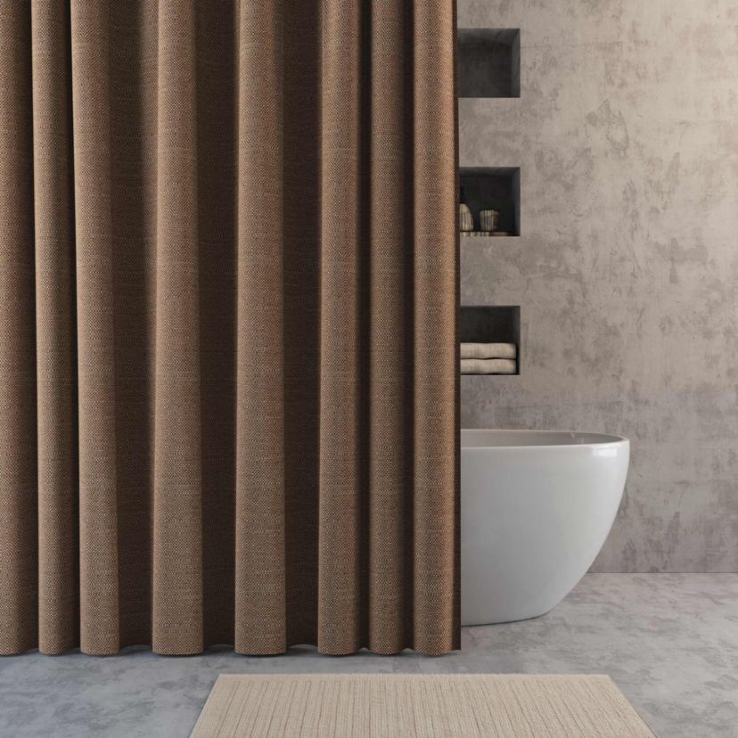 Suhana Contrast Tweed Buttonhole Shower Curtain