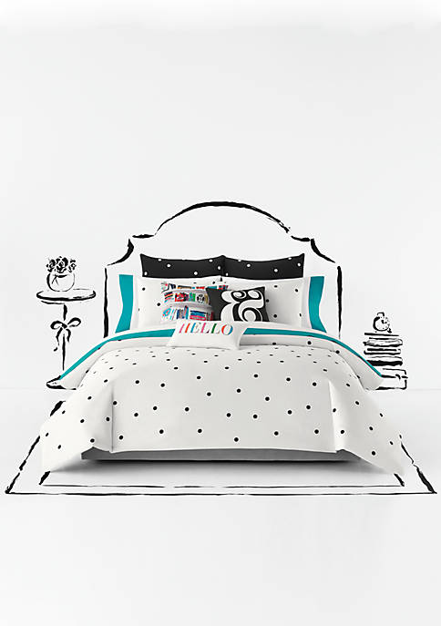 Kate Spade Deco Dot Queen Full, Black And White Polka Dot Twin Bedding